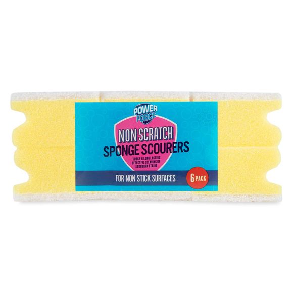 Non Scratch Sponge Scourers 6 Pack Powerforce